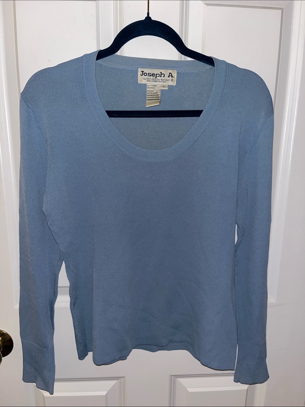 Joseph Light Blue Long Sleeve Scoop Neck Top